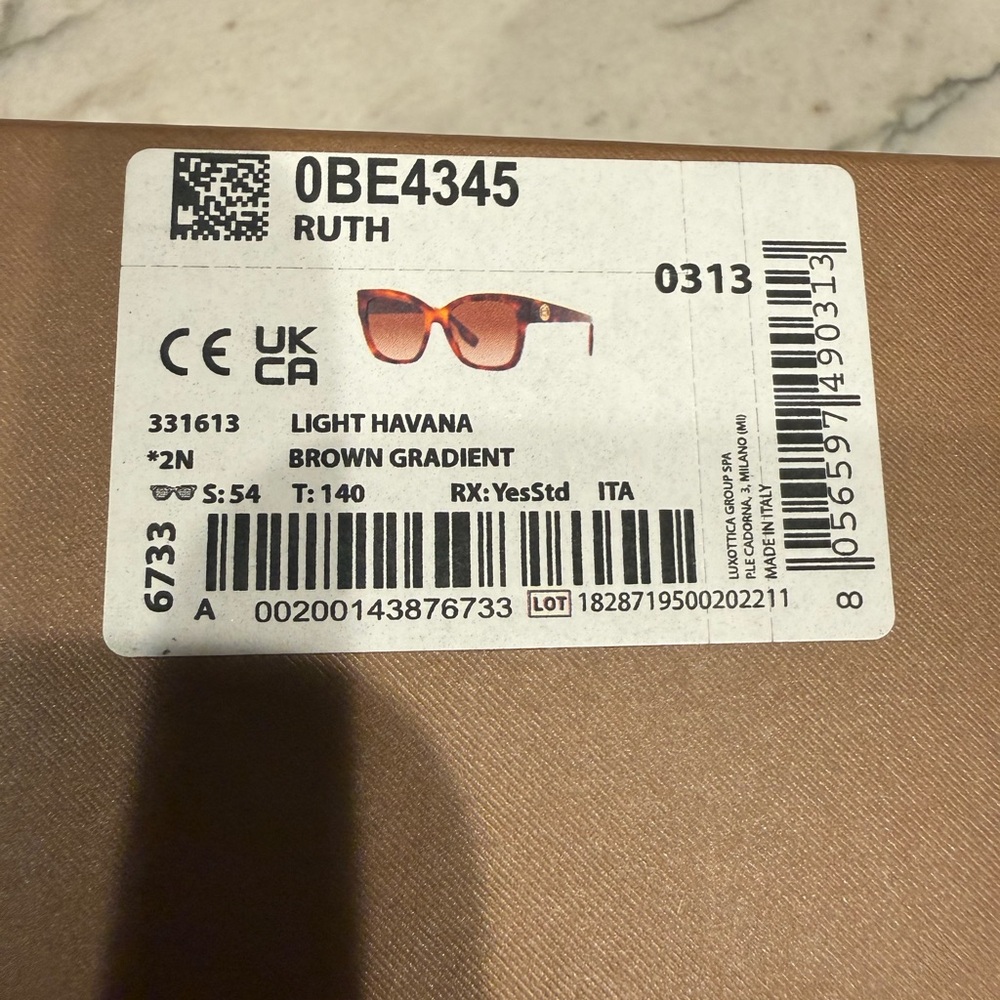 BURBERRY BE 4345 331613 Light Havana Plastic Square Sunglasses Brown Gradient - Picture 3 of 16